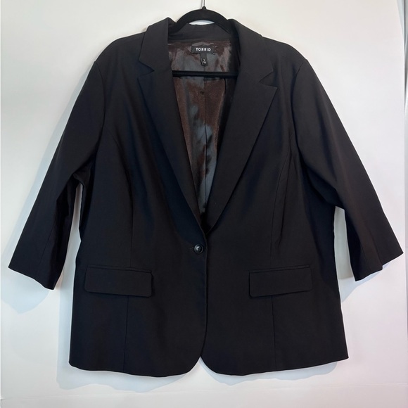 Torrid Plus Size 3 (3X / 22) Black One-Button Blazer Jacket Career Workwear - Picture 13 of 16